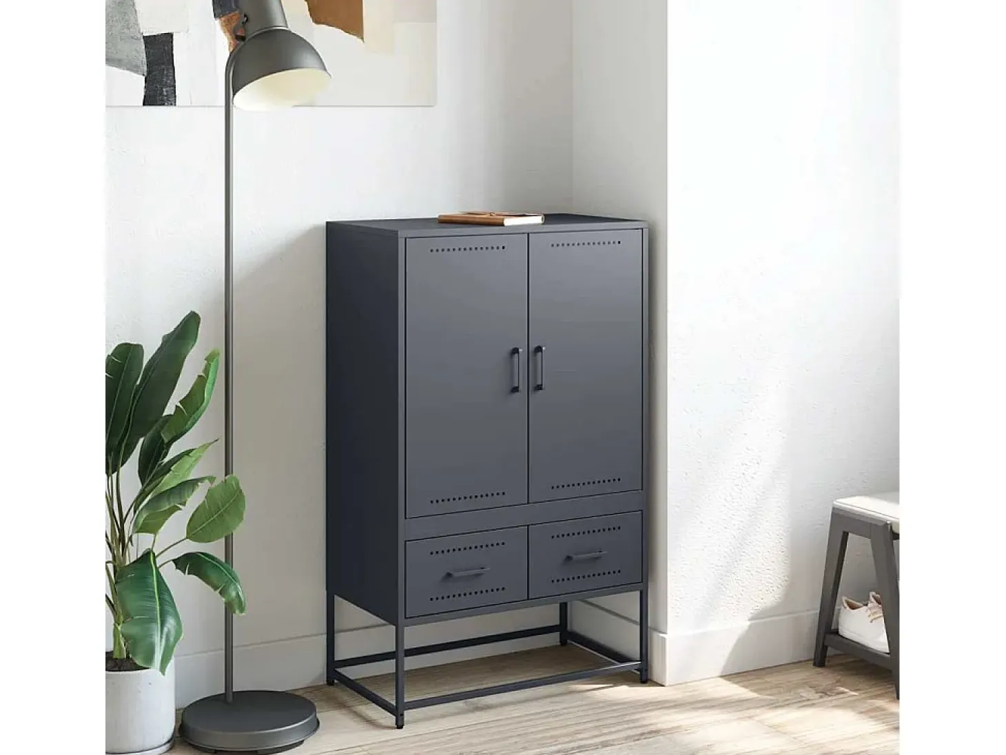 Aparador alto antracita 68x39x111,5 cm acero
