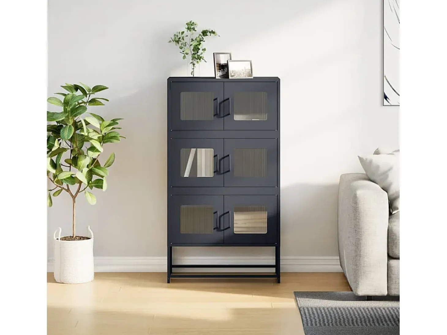 Aparador alto antracita 68x39x123 cm acero