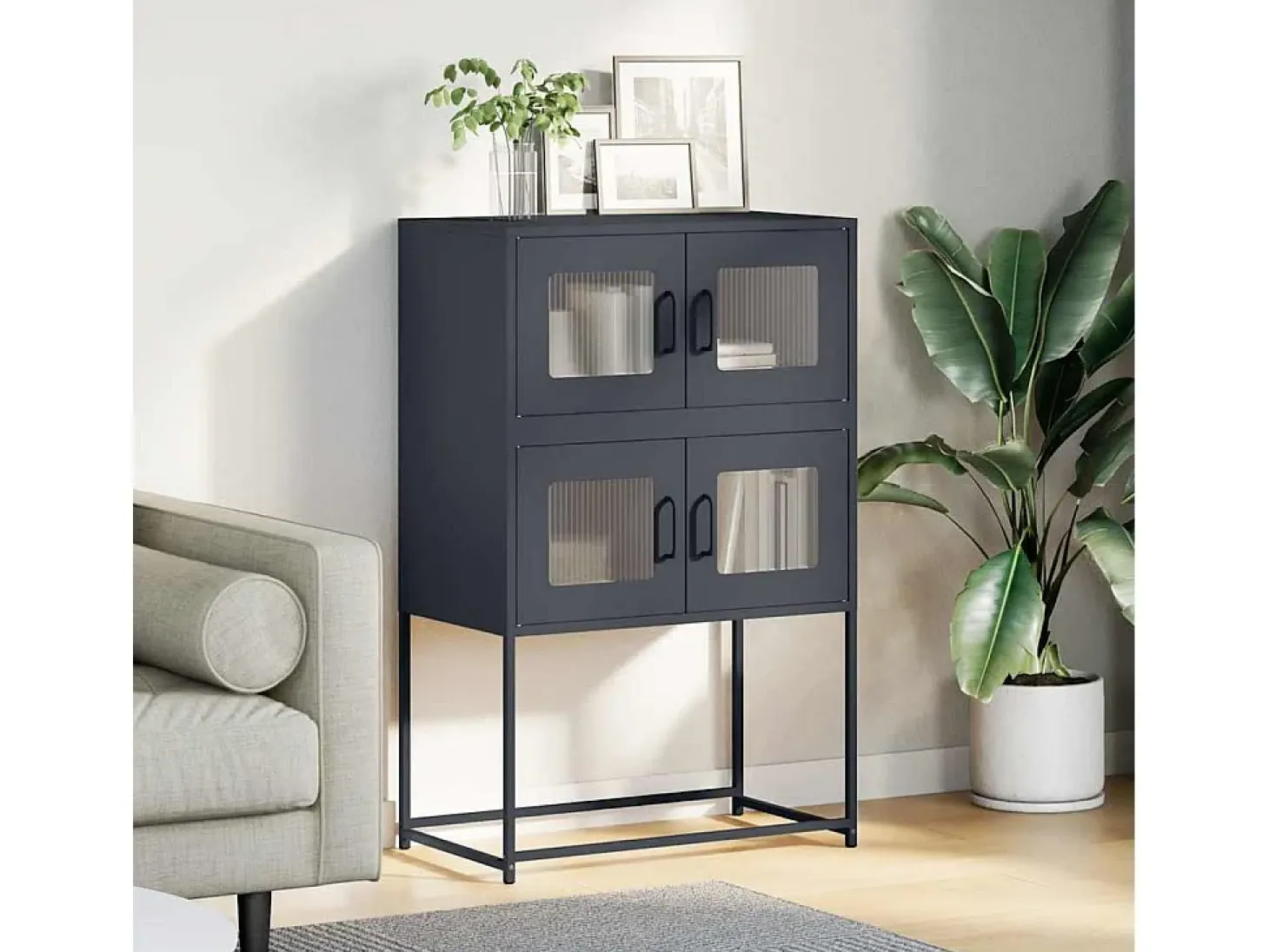 Aparador alto antracita 68x39x107 cm acero
