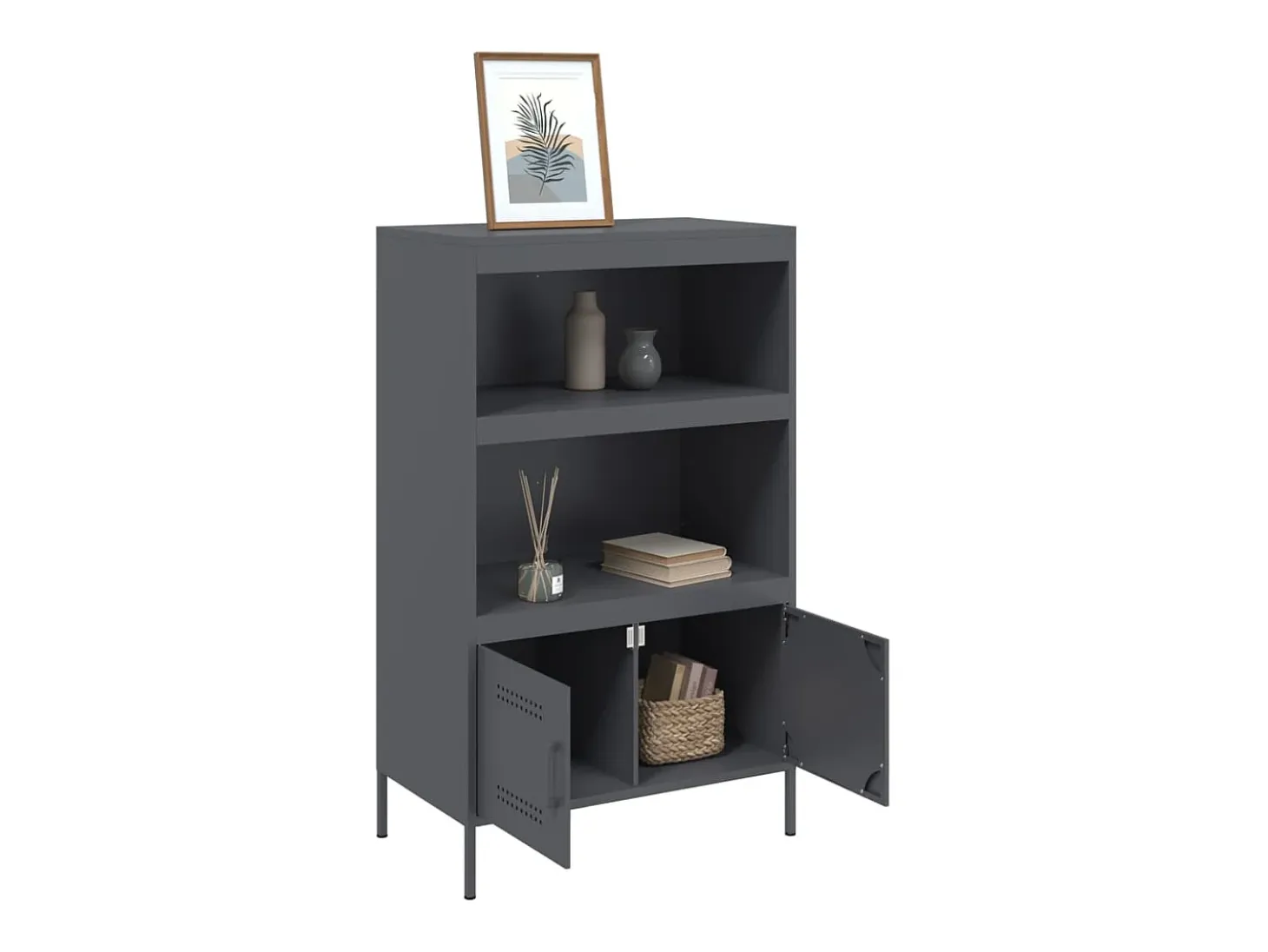 Aparador alto antracita 68x39x113 cm acero