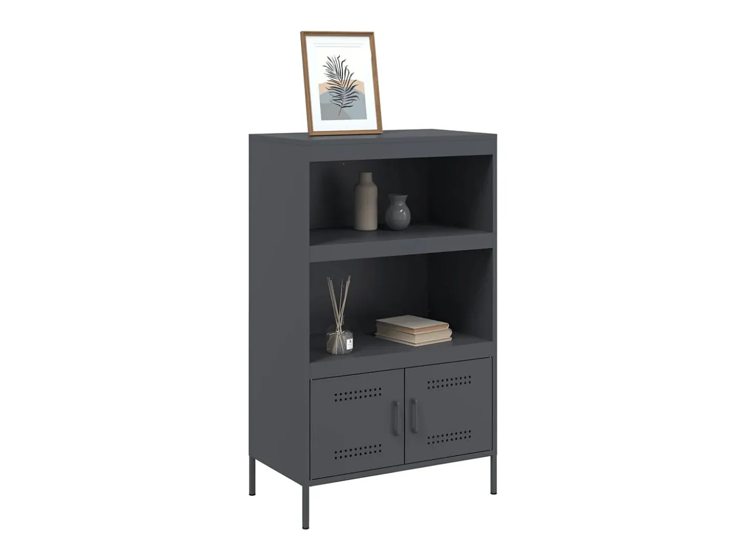 Aparador alto antracita 68x39x113 cm acero