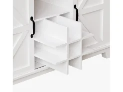 Aparador alto blanco - Aparador con 3 cajones y 4 puertas - Iluminación LED y almacenajeabierto - para cocina y salón