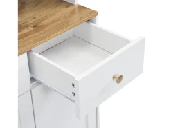Aparador alto blanco - Aparador de 5 puertas y 3 cajones - con botellero y compartimentos abiertos - para salón y comedor