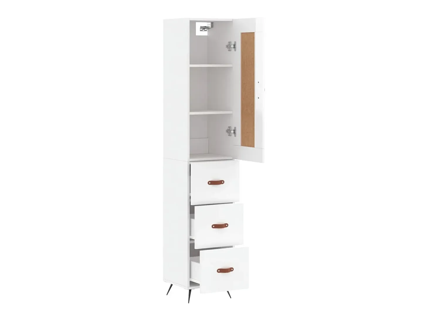 Aparador alto Blanco brillo 34,5x34x180 cm Madera de ingeniería