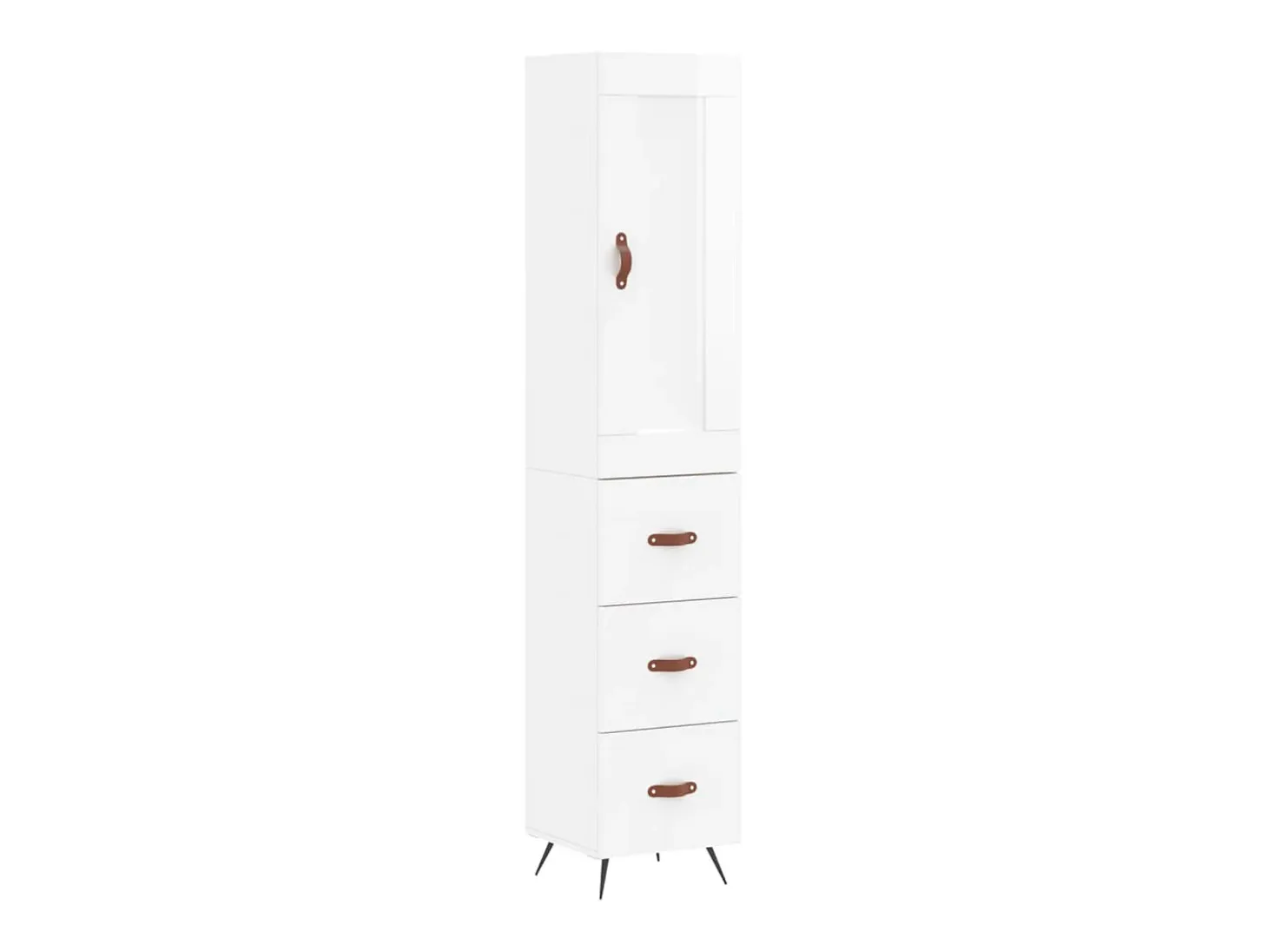 Aparador alto Blanco brillo 34,5x34x180 cm Madera de ingeniería