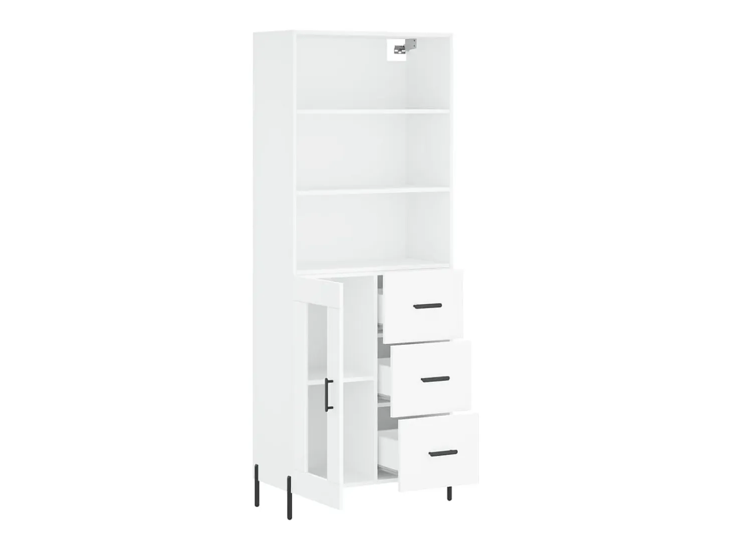 Aparador alto blanco 69,5x34x180 cm Madera contrachapada