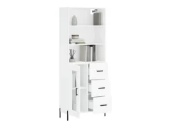 Aparador alto blanco 69,5x34x180 cm Madera contrachapada