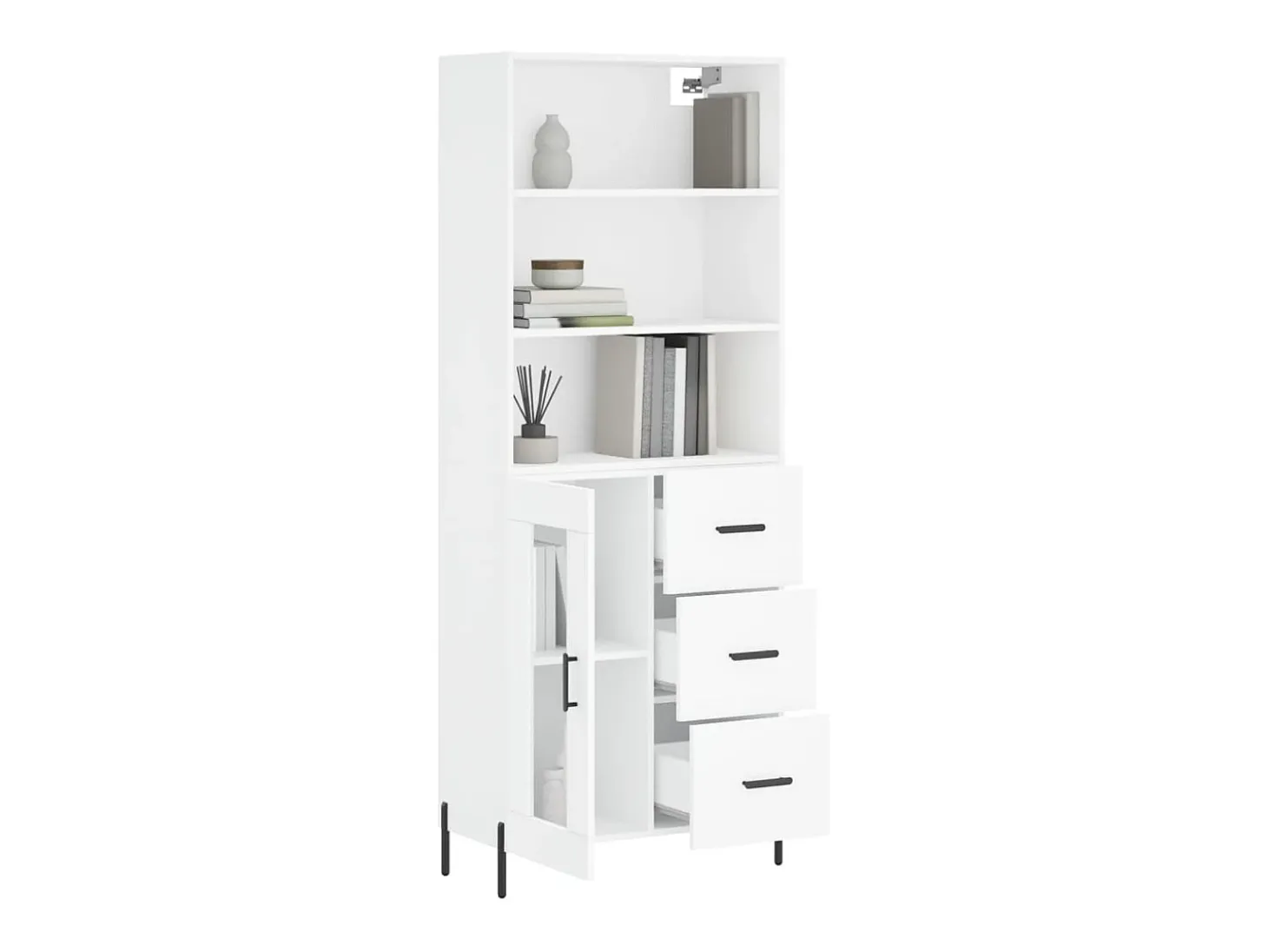 Aparador alto blanco 69,5x34x180 cm Madera contrachapada