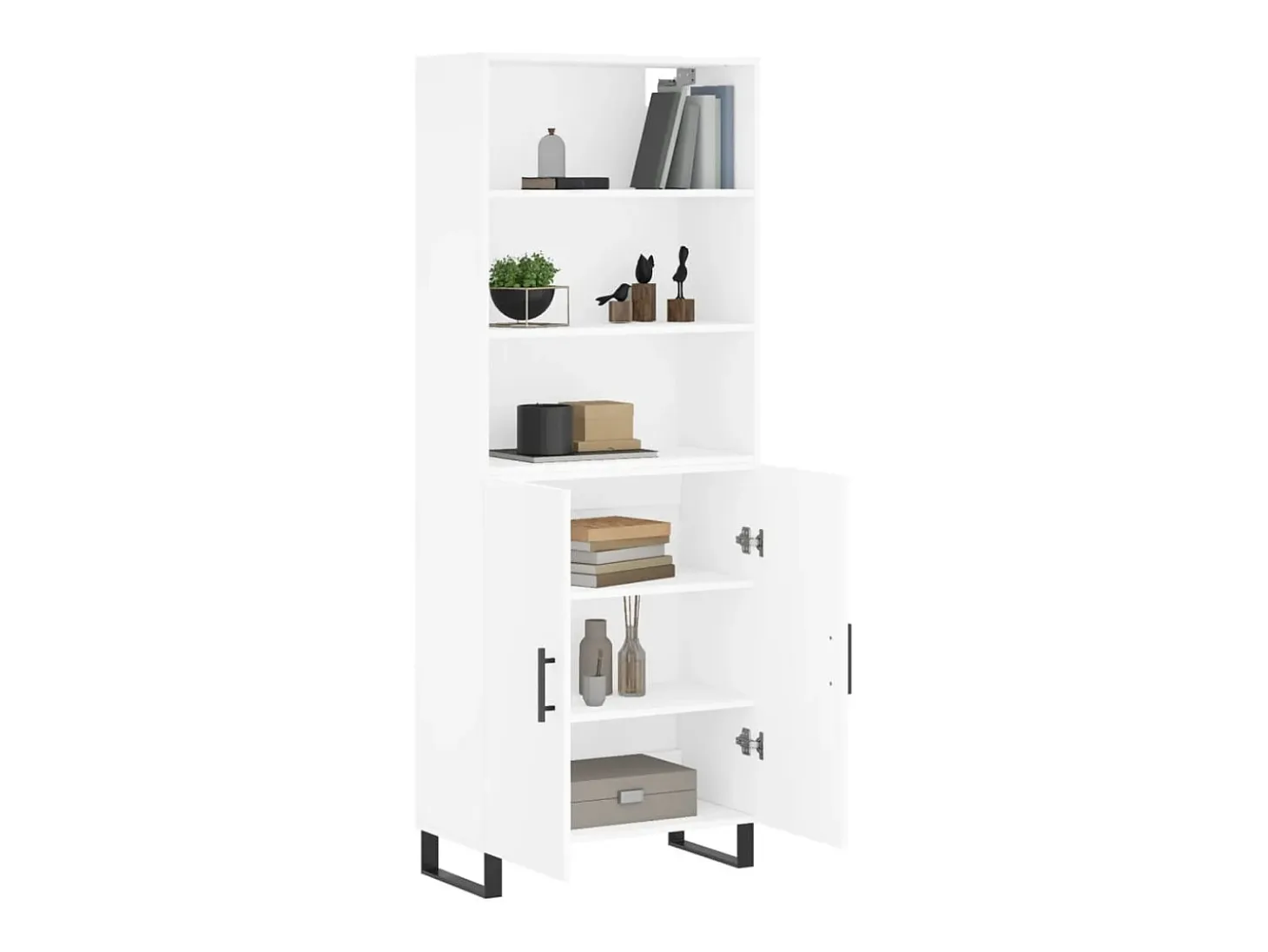 Aparador alto blanco 69,5x34x180 cm Madera contrachapada