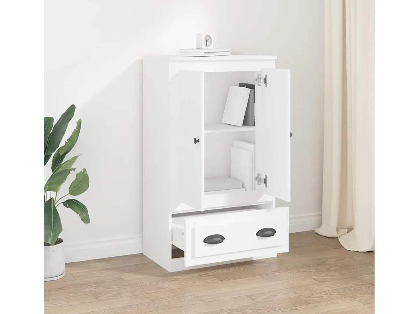 Aparador alto blanco 60x35,5x103,5 cm madera contrachapada