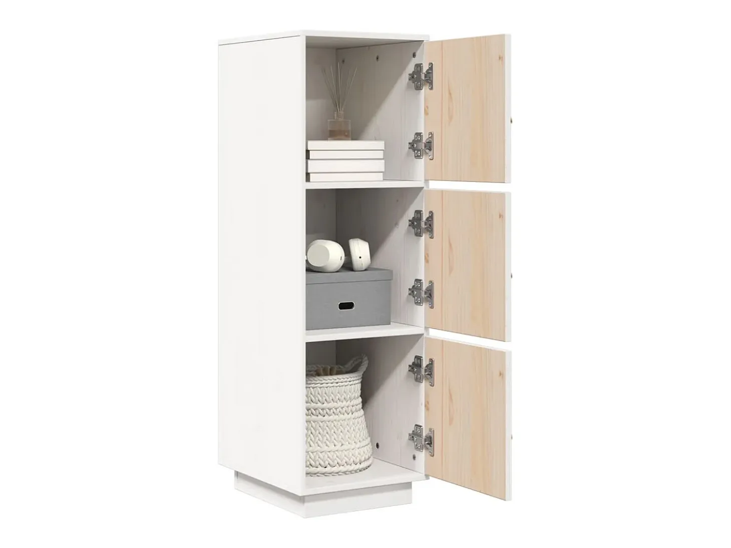 Aparador alto Blanco 34x40x108,5 cm Madera maciza de pino