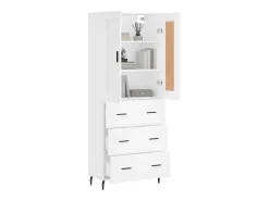 Aparador alto blanco 69,5x34x180 cm Madera contrachapada