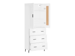 Aparador alto blanco 69,5x34x180 cm Madera contrachapada