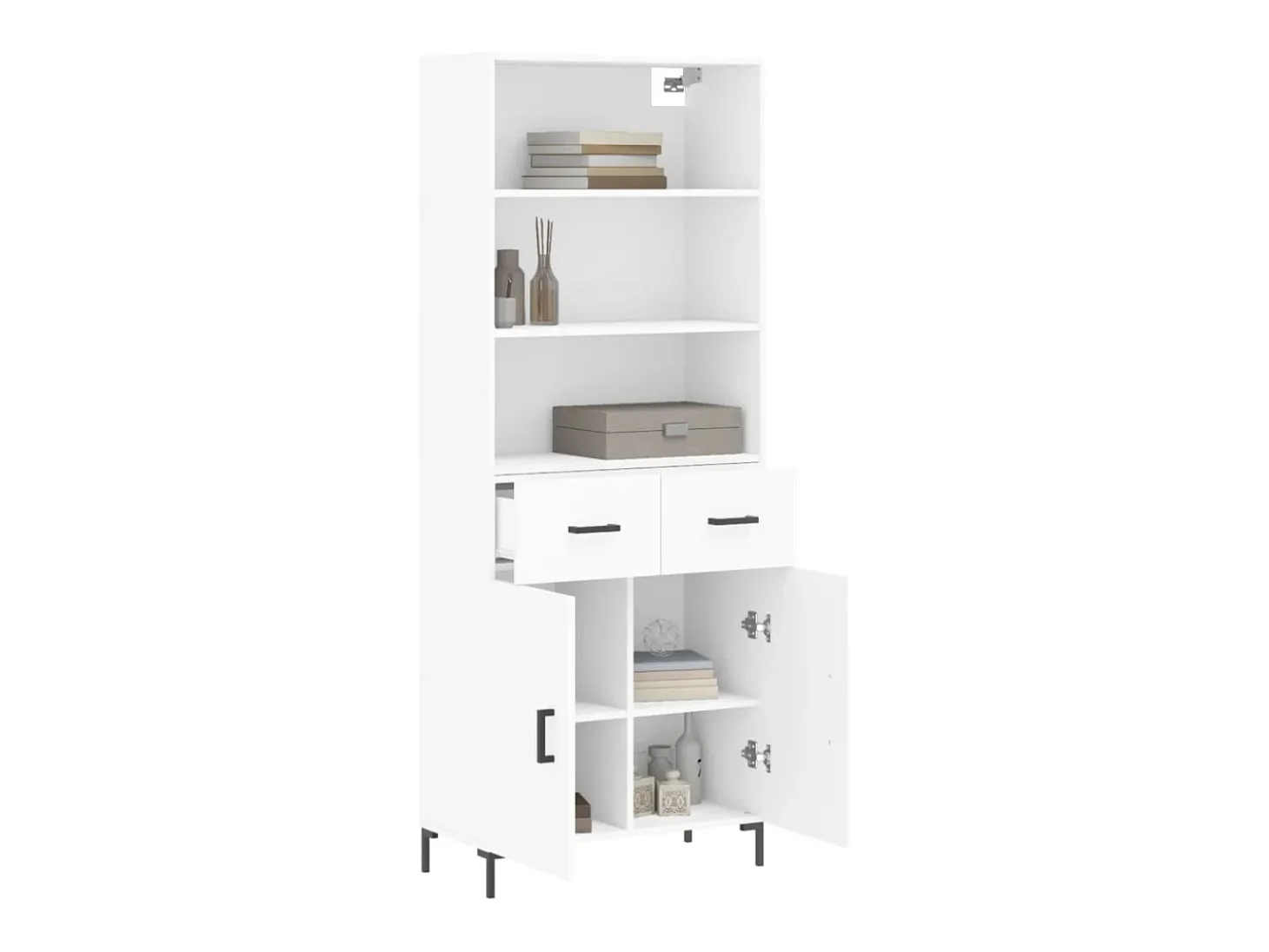 Aparador alto blanco 69,5x34x180 cm Madera contrachapada