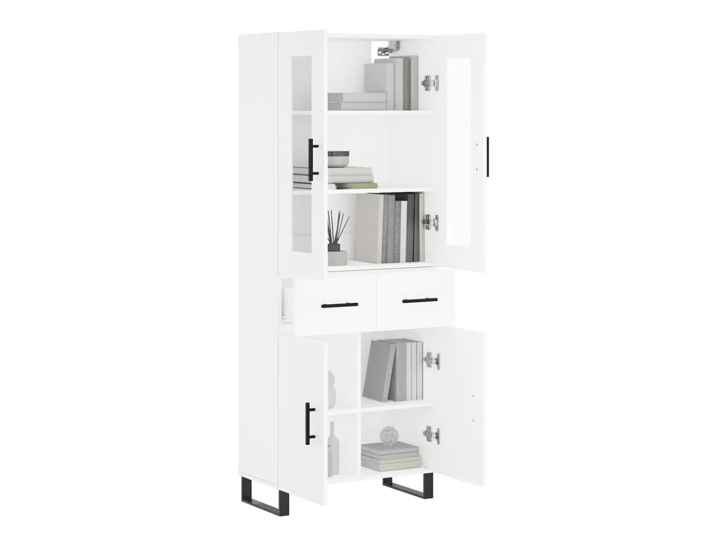 Aparador alto blanco 69,5x34x180 cm Madera contrachapada