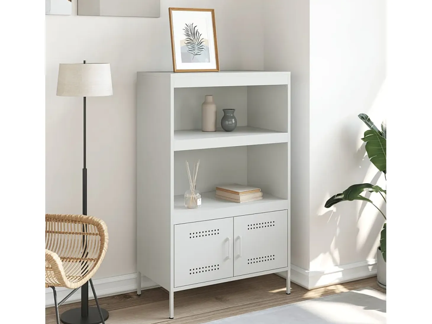 Aparador alto blanco 68x39x113 cm acero