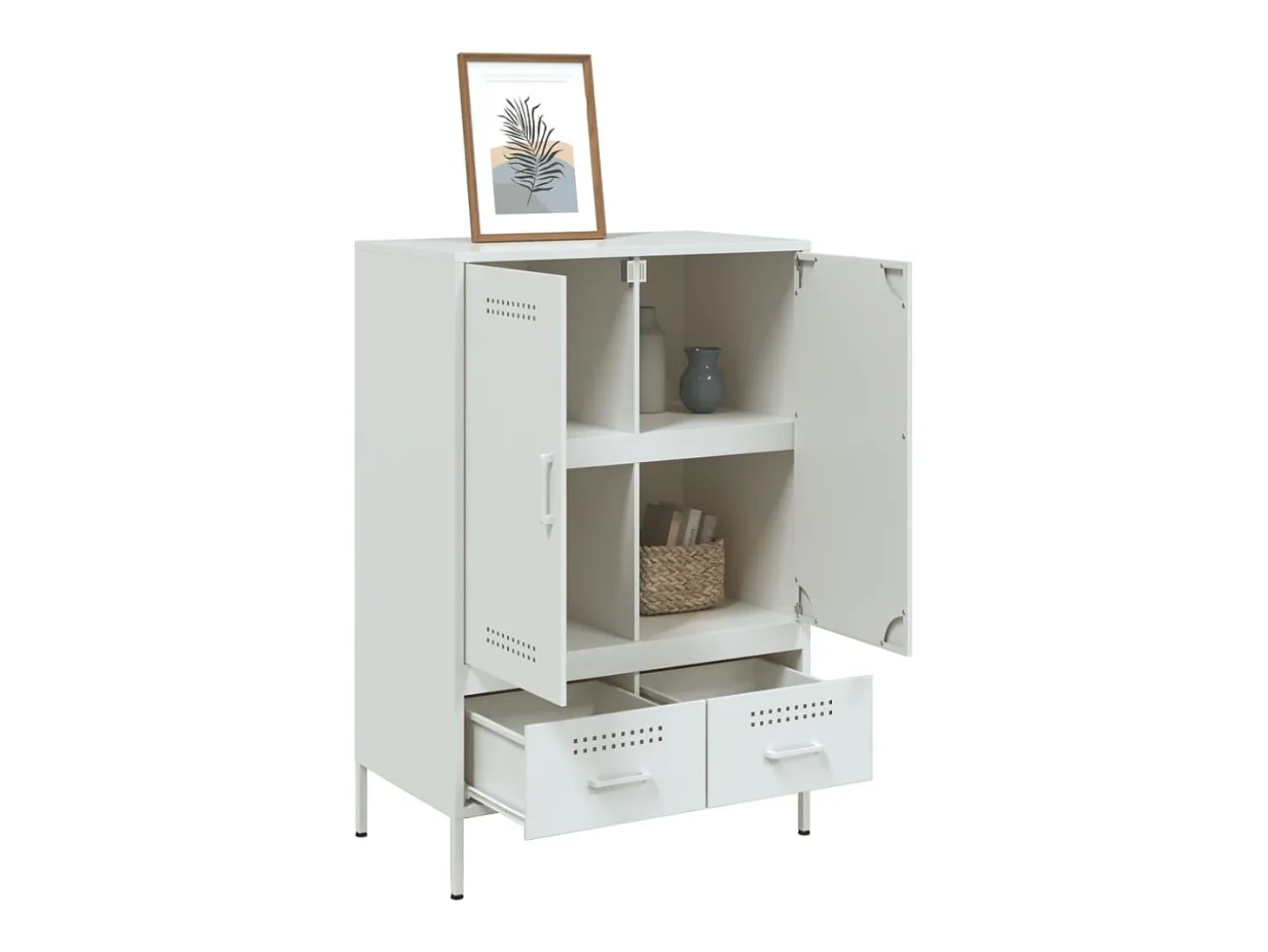 Aparador alto blanco 68x39x101,5 cm acero