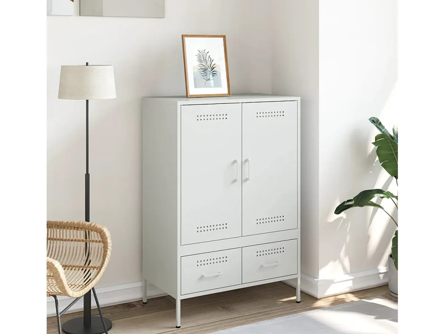 Aparador alto blanco 68x39x101,5 cm acero