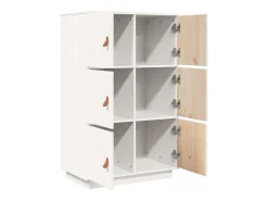 Aparador alto Blanco 67x40x108,5 cm Madera maciza de pino