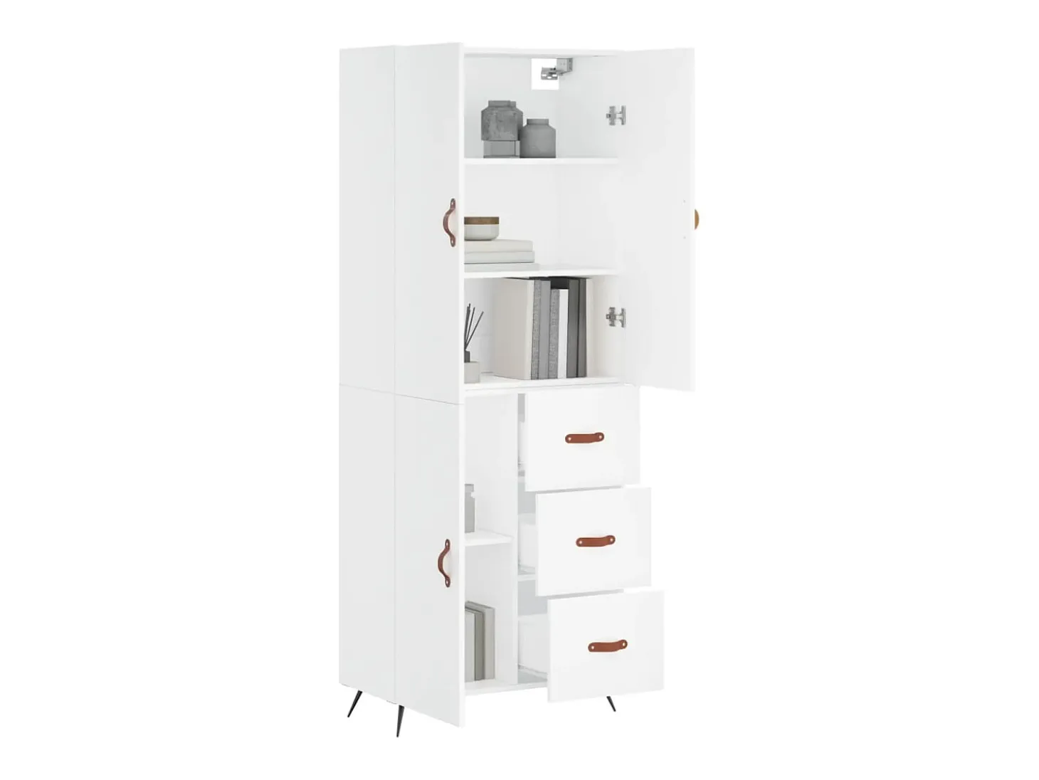 Aparador alto blanco 69,5x34x180 cm Madera contrachapada