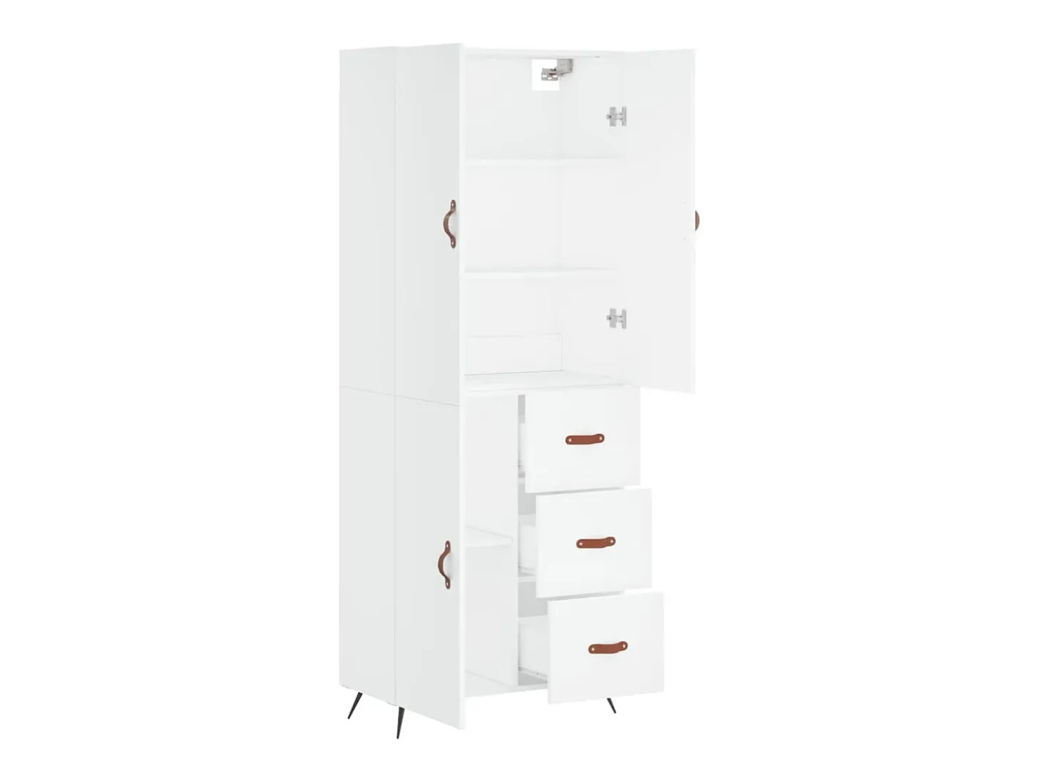 Aparador alto blanco 69,5x34x180 cm Madera contrachapada