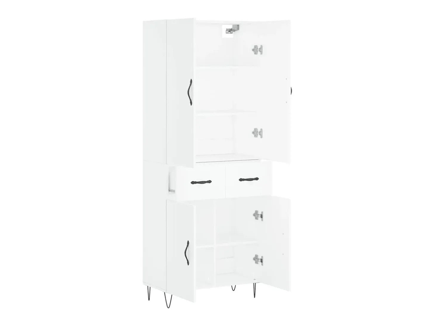 Aparador alto blanco 69,5x34x180 cm Madera contrachapada