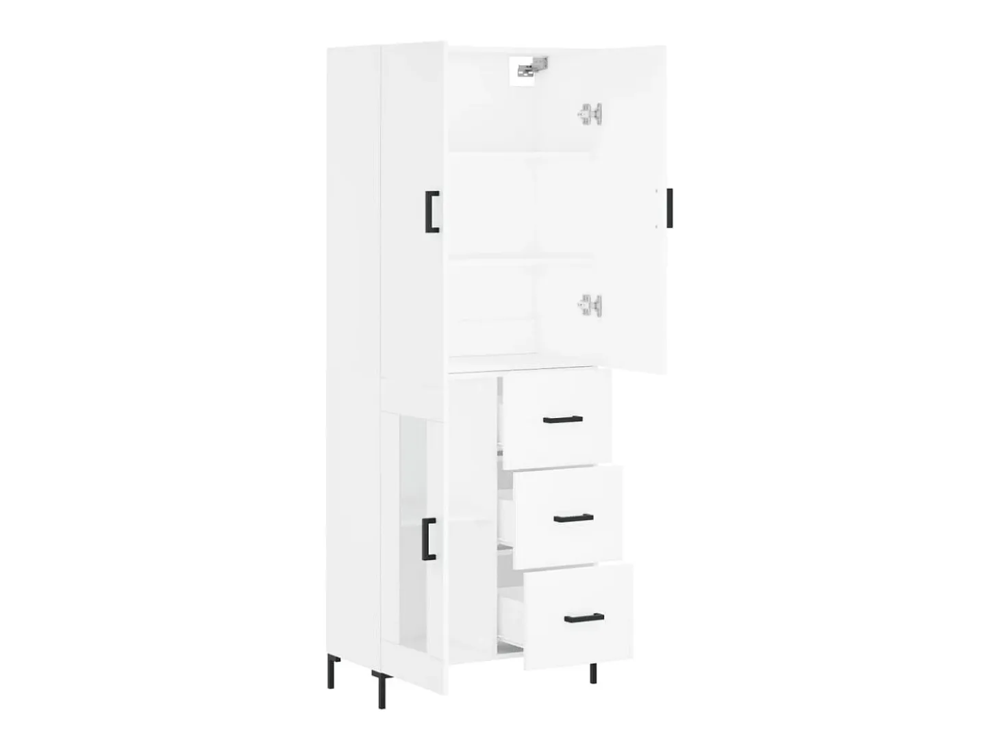 Aparador alto blanco 69,5x34x180 cm Madera contrachapada
