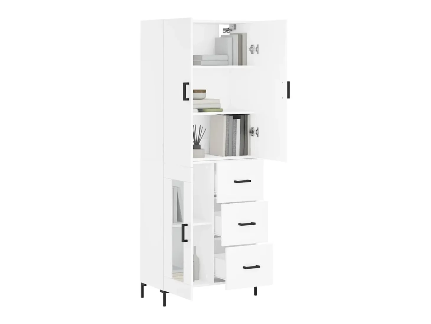 Aparador alto blanco 69,5x34x180 cm Madera contrachapada