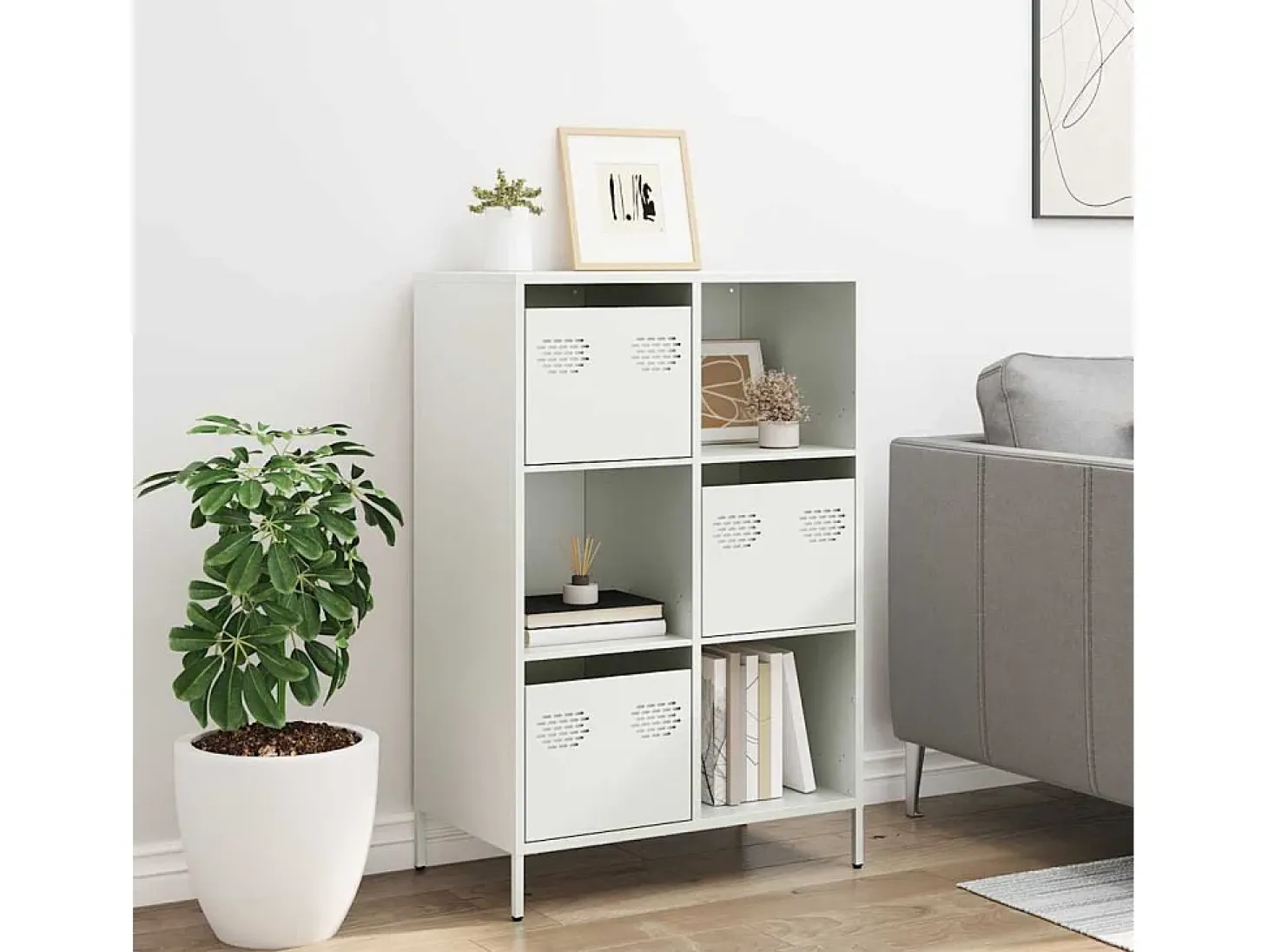 Aparador alto blanco 68x39x103,5 cm acero