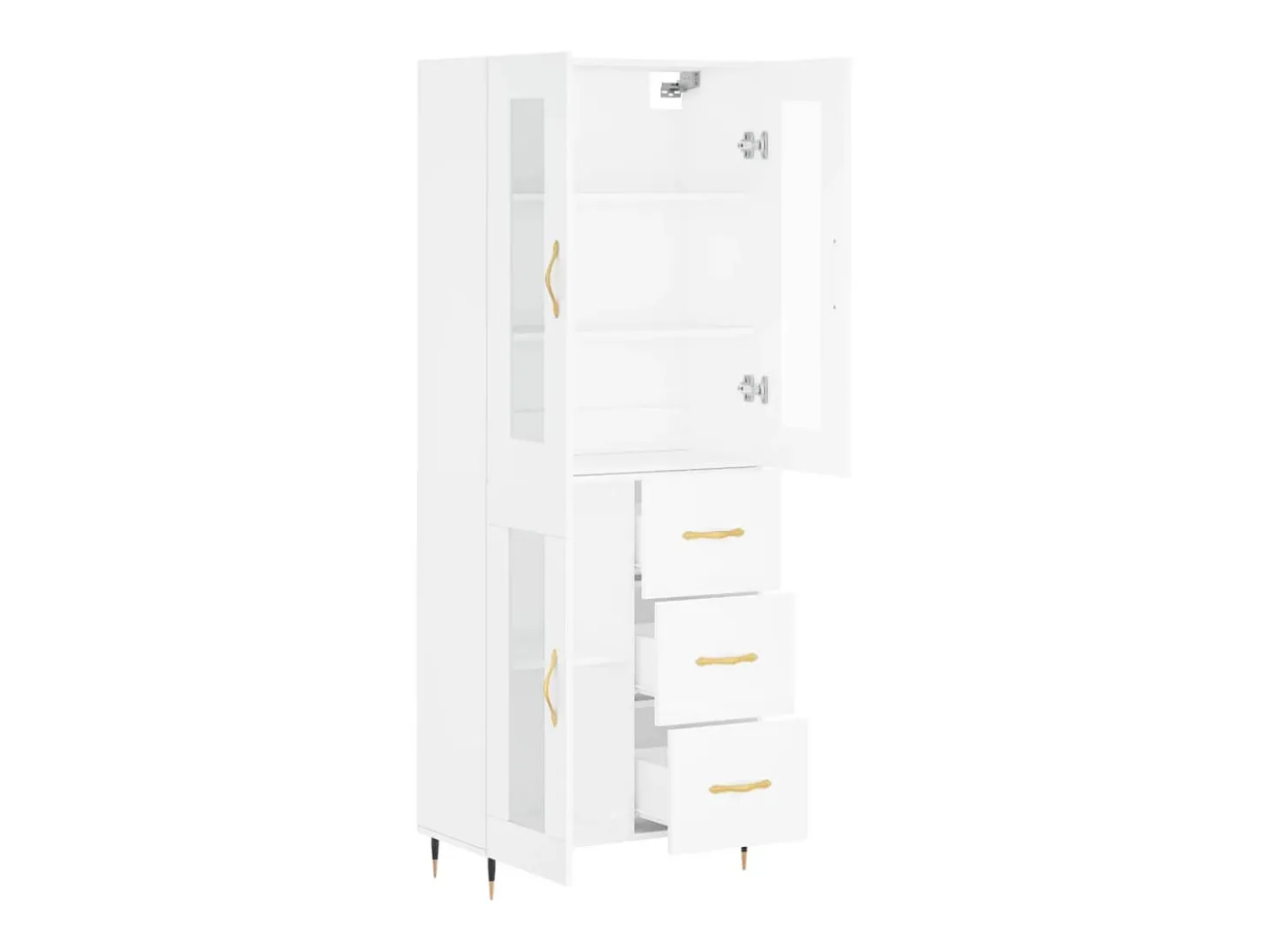 Aparador alto blanco 69,5x34x180 cm Madera contrachapada