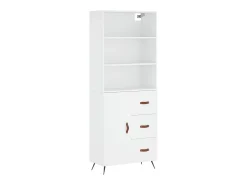 Aparador alto blanco 69,5x34x180 cm Madera contrachapada
