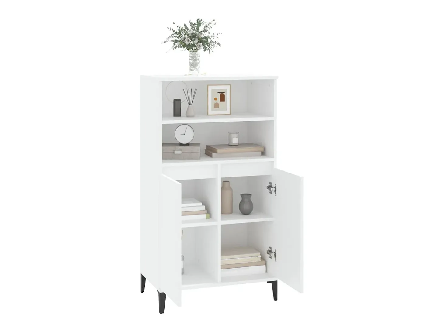 Aparador alto blanco 60x36x110 cm Madera contrachapada