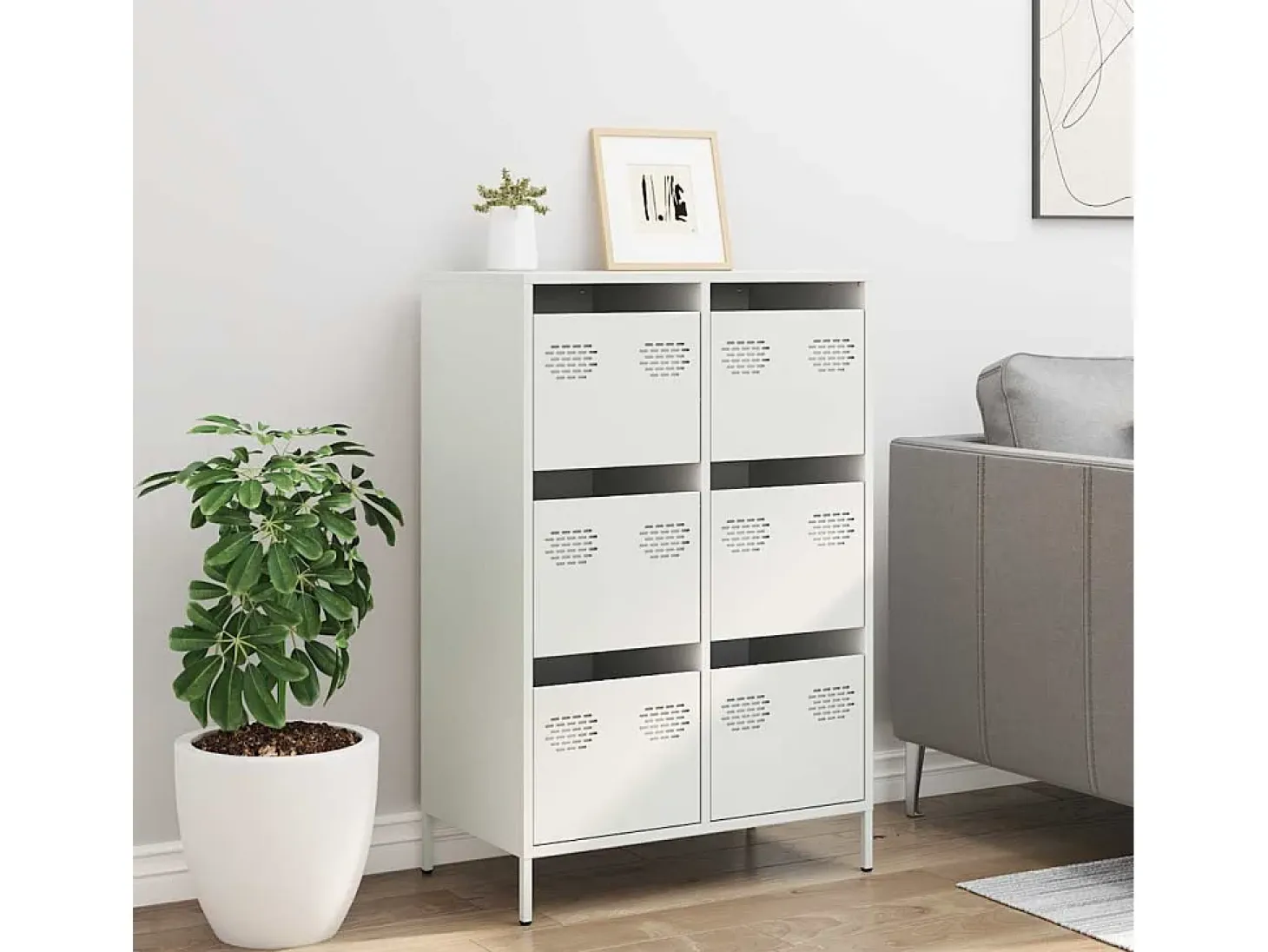 Aparador alto blanco 68x39x101,5 cm acero