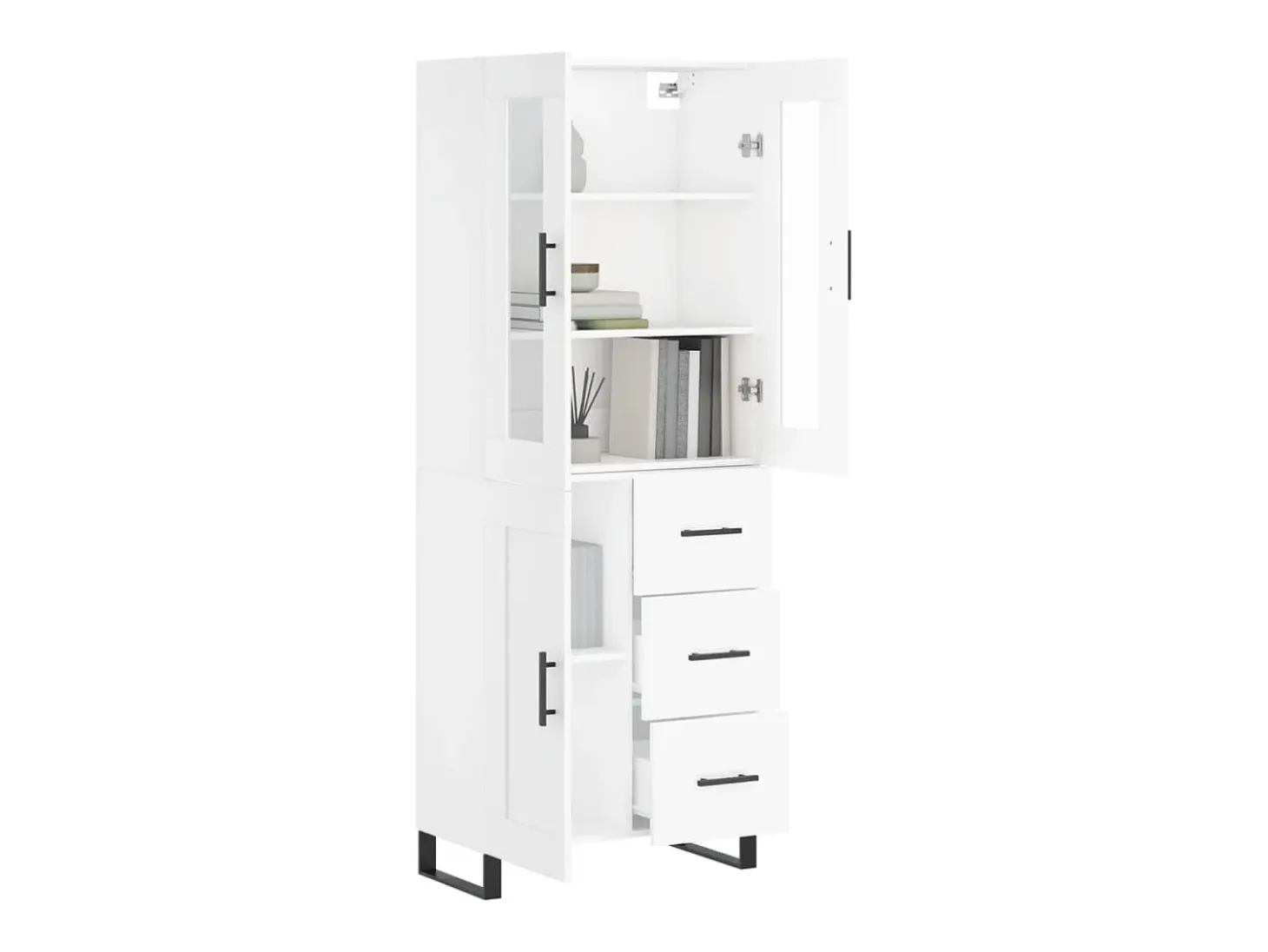 Aparador alto blanco 69,5x34x180 cm Madera contrachapada