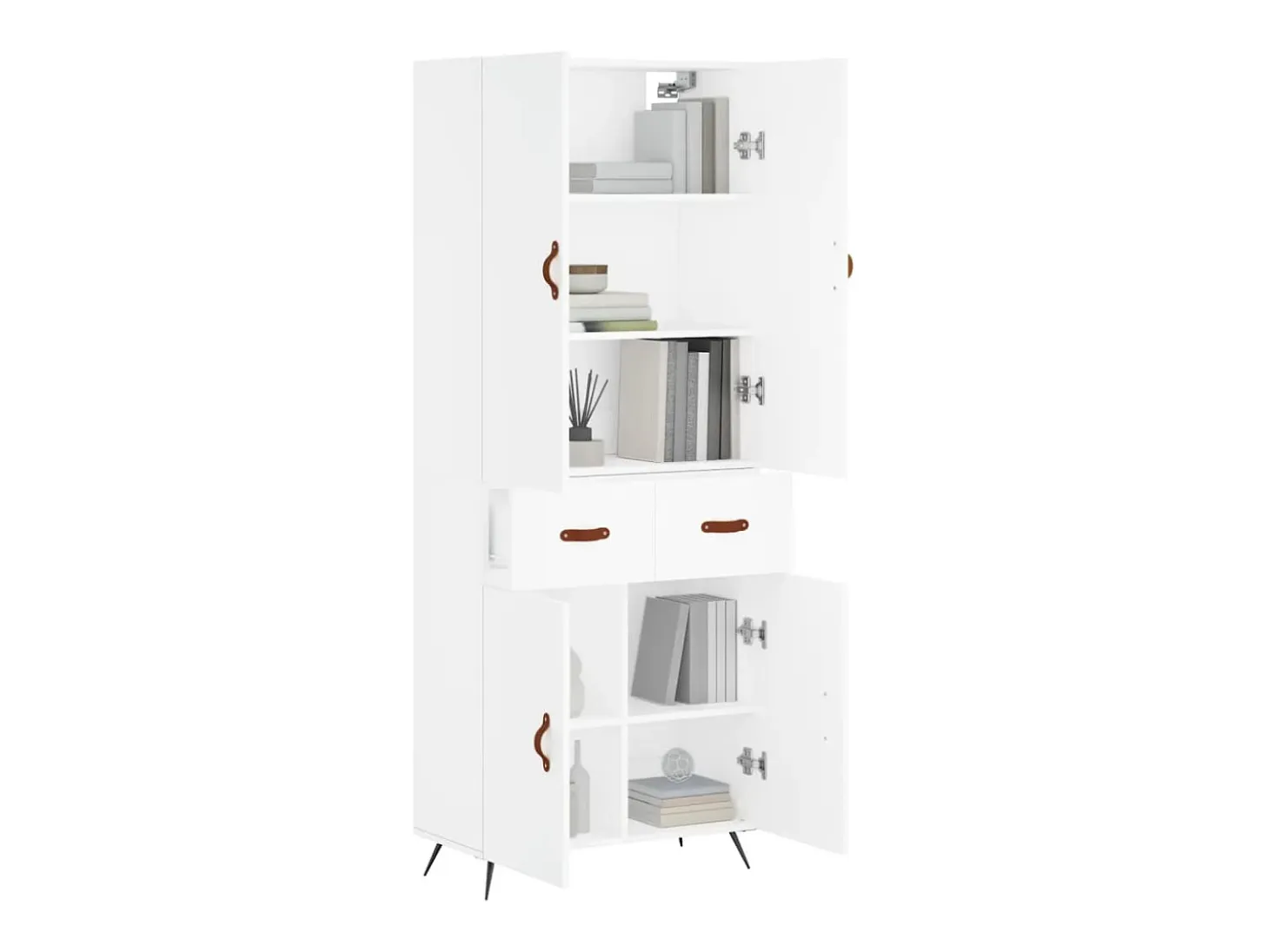Aparador alto blanco 69,5x34x180 cm Madera contrachapada