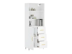 Aparador alto blanco 69,5x34x180 cm Madera contrachapada