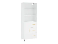 Aparador alto blanco 69,5x34x180 cm Madera contrachapada