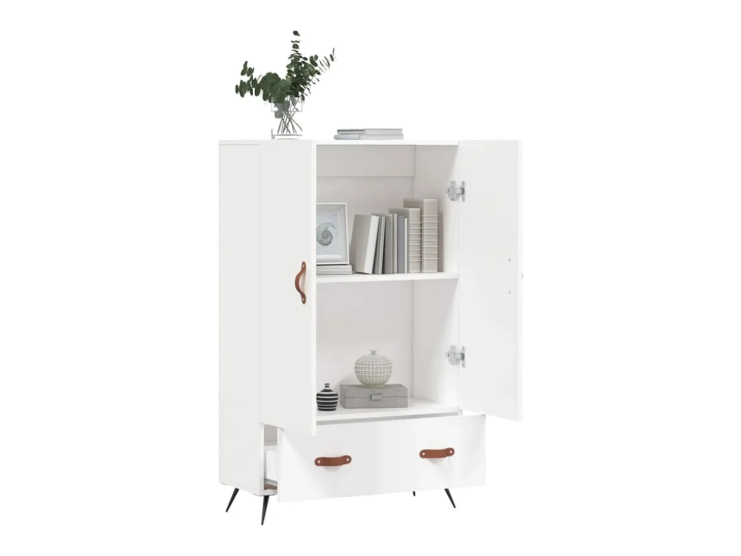 Aparador alto blanco 69,5x31x115 cm madera contrachapada