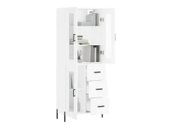 Aparador alto blanco 69,5x34x180 cm Madera contrachapada