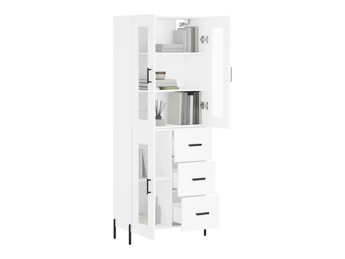 Aparador alto blanco 69,5x34x180 cm Madera contrachapada