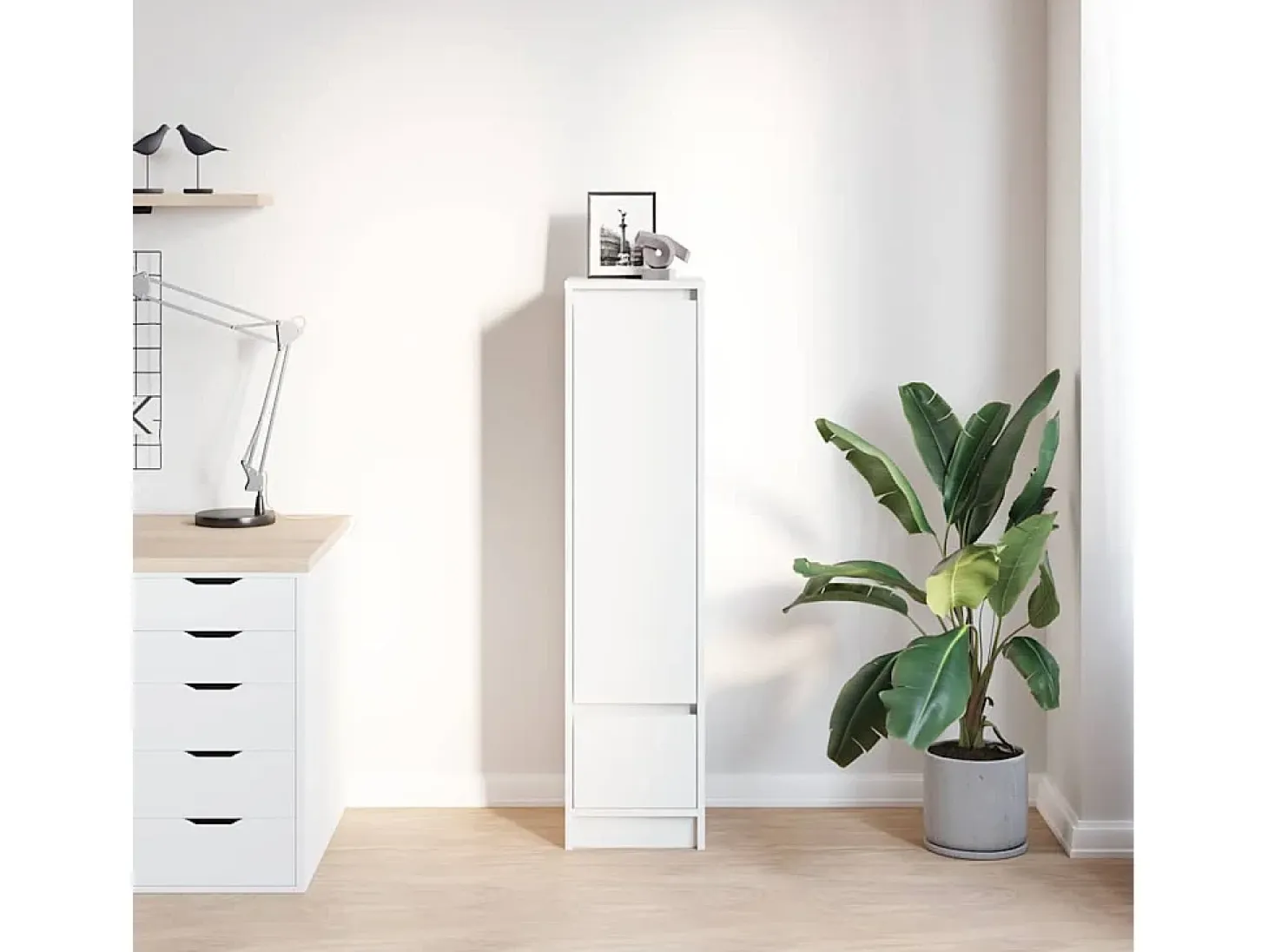 Aparador alto blanco 29,5x34x119,5 cm madera de ingeniería
