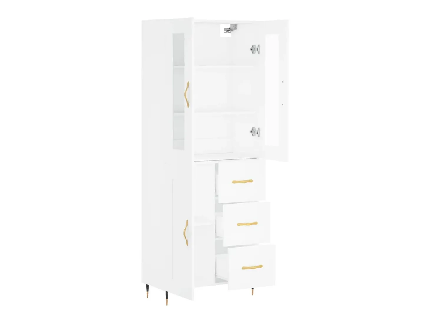 Aparador alto blanco 69,5x34x180 cm Madera contrachapada