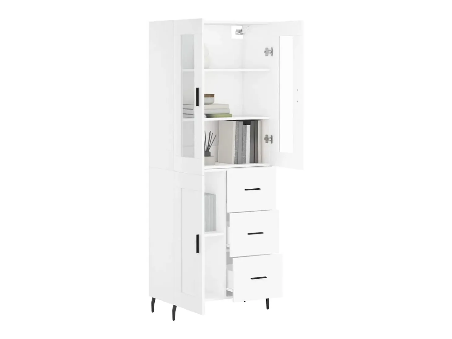 Aparador alto blanco 69,5x34x180 cm Madera contrachapada
