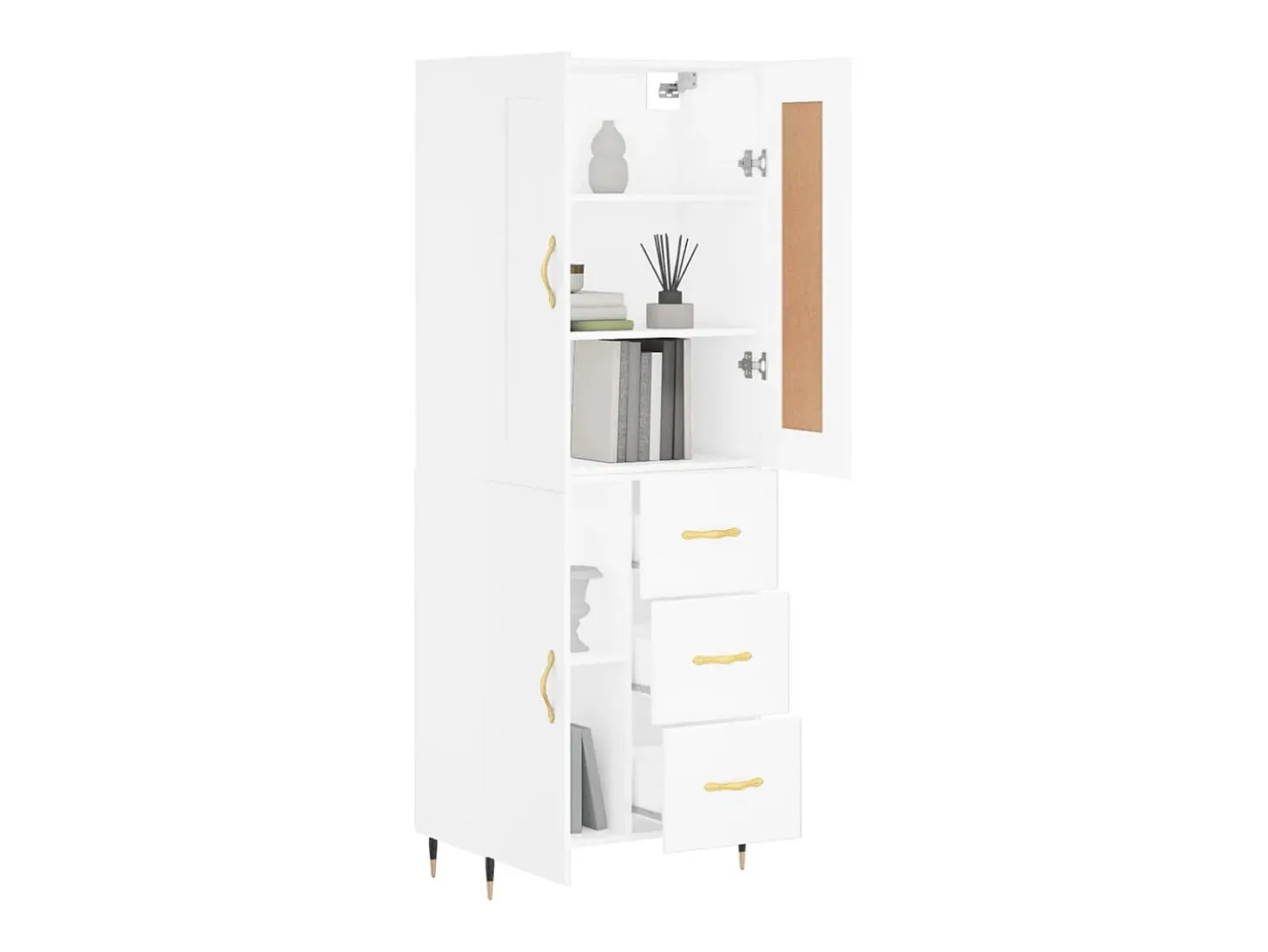 Aparador alto blanco 69,5x34x180 cm Madera contrachapada