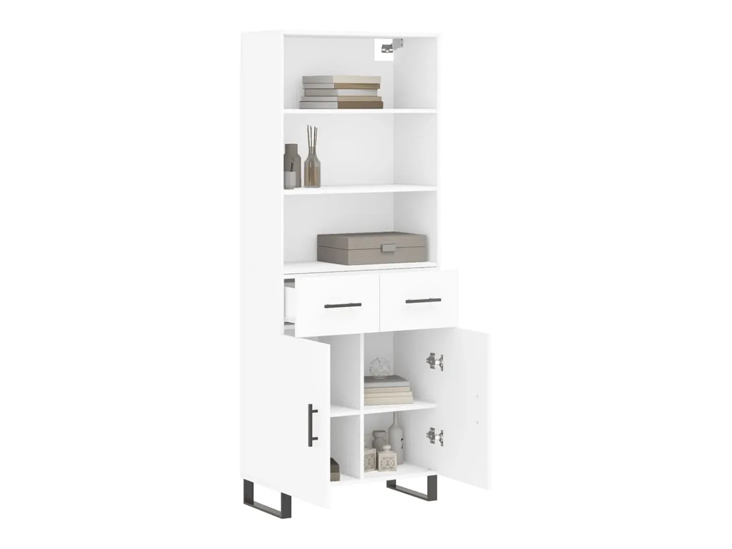 Aparador alto blanco 69,5x34x180 cm Madera contrachapada