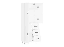 Aparador alto blanco 69,5x34x180 cm Madera contrachapada