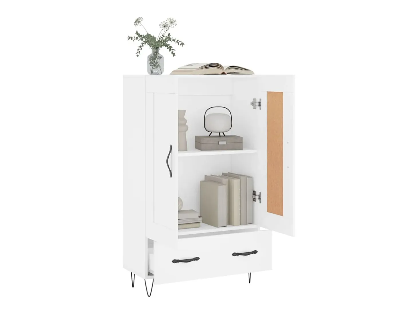 Aparador alto blanco 69,5x31x115 cm madera contrachapada