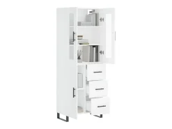 Aparador alto blanco 69,5x34x180 cm Madera contrachapada