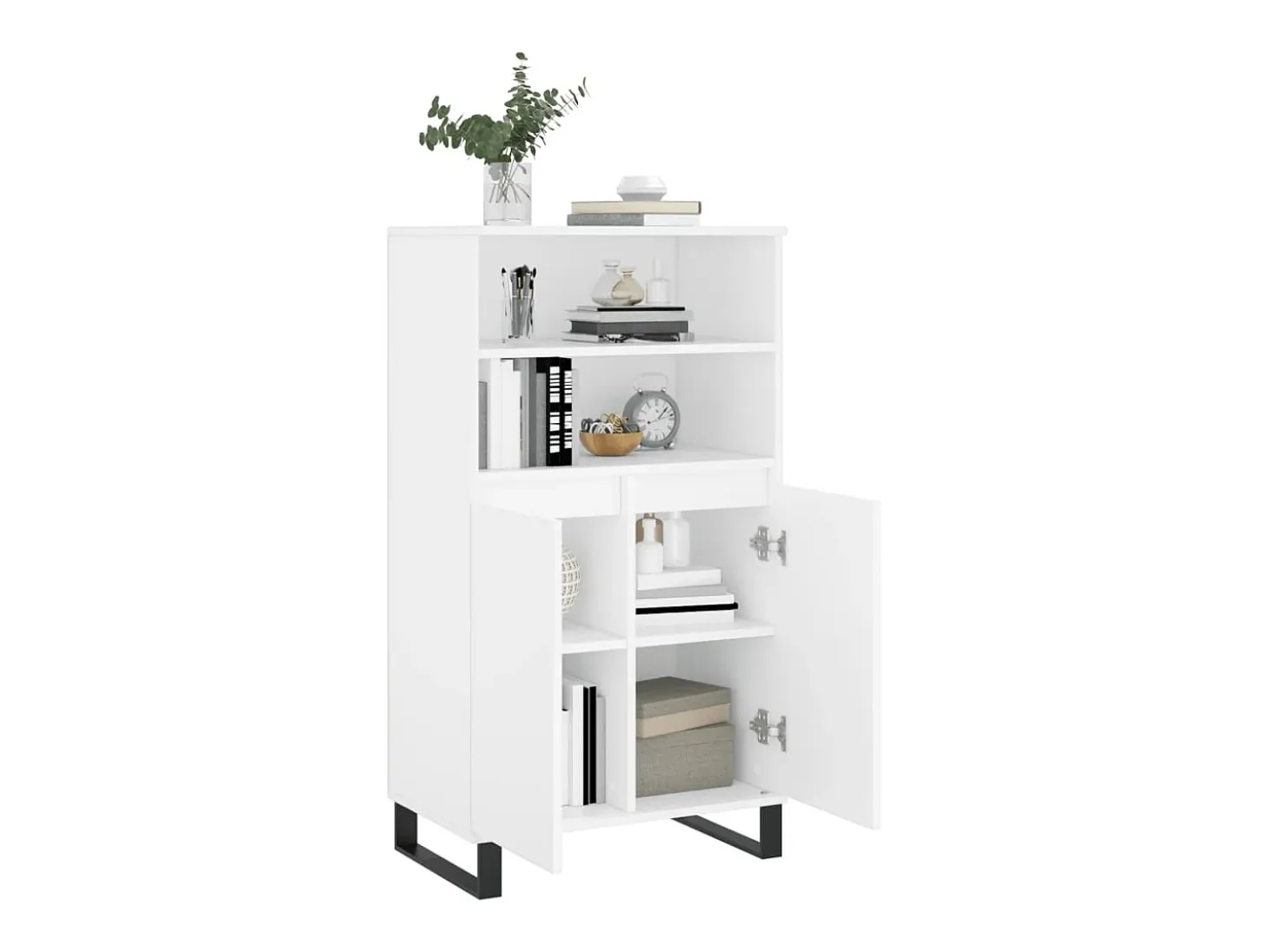 Aparador alto blanco 60x36x110 cm Madera contrachapada