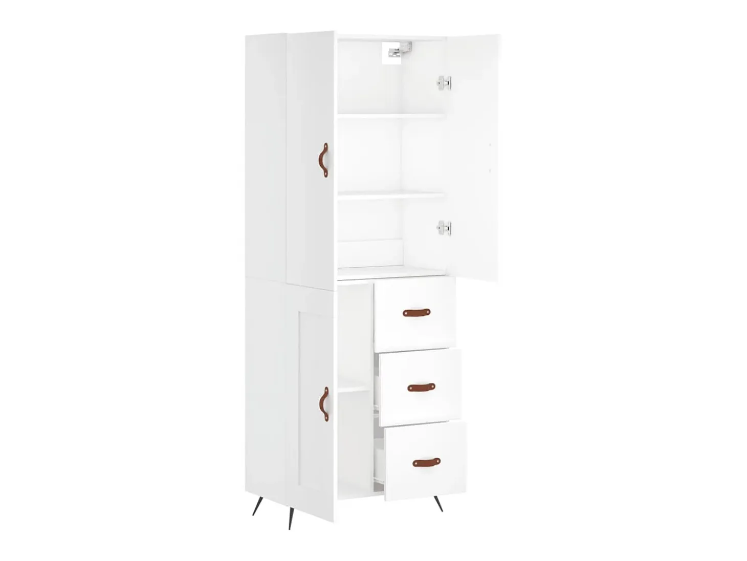 Aparador alto blanco 69,5x34x180 cm Madera contrachapada